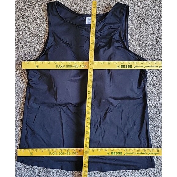 Women's Black 18 DD Swim Top High Neck Padded Bra Lands' End Modest Solid S462 - Picture 3 of 8